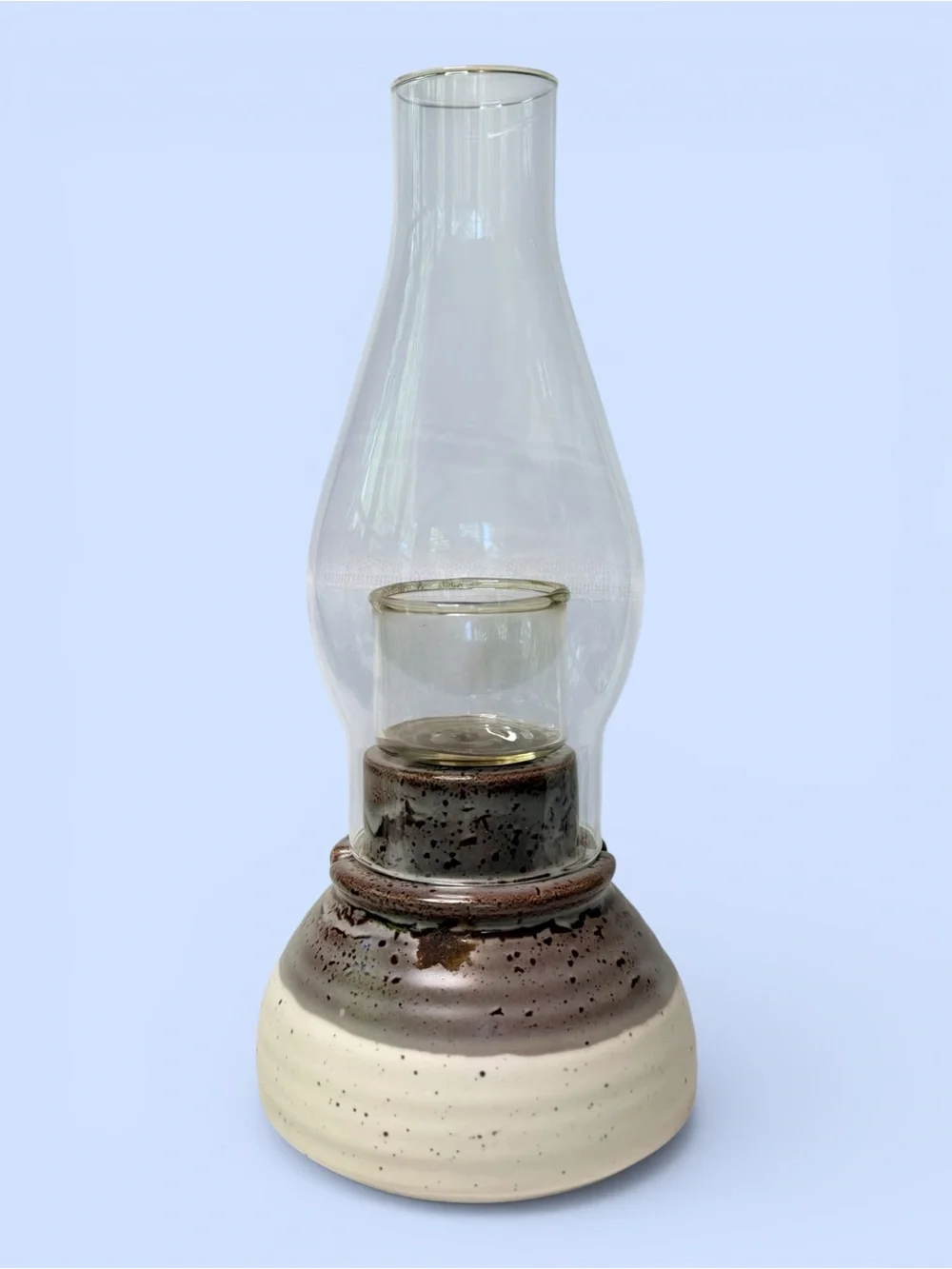 Vintage Studio Pottery Hurricane‎ Lamp Candle Holder Handle Finger Lamp